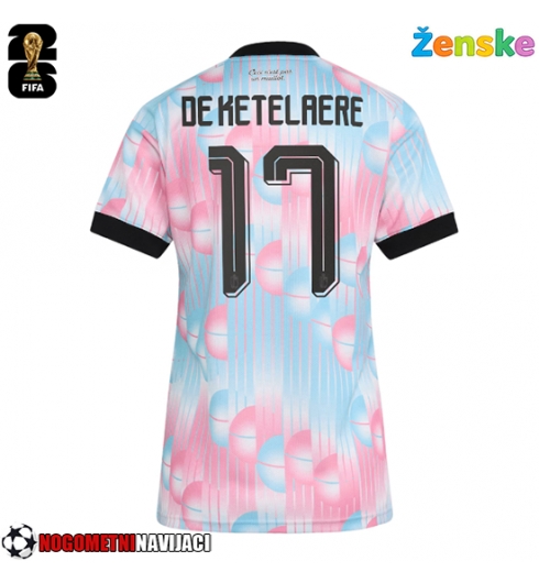 Ženske Nogometnih dresov Belgija Charles De Ketelaere #17 Gostujoči SP 2026 Kratki rokavi Ženske Nogometnih dresov Belgija Charles De Ketelaere #17 Gostujoči SP 2026 Kratki rokavi